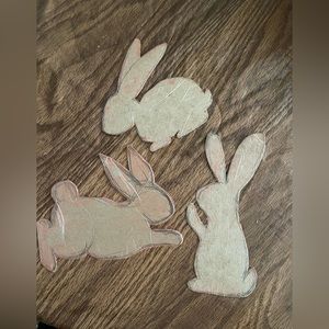 3 Hand Drawn Cardboard Bunny Rabbit Stencils